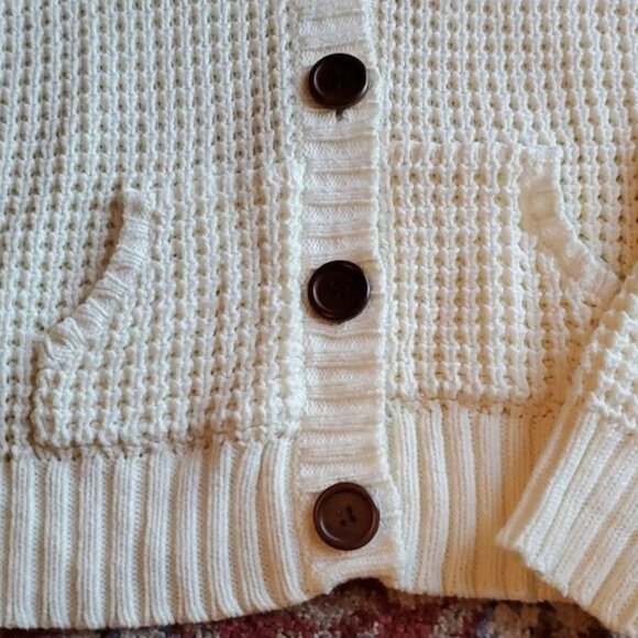 Girls Beige XL button down cardigan sweater 2 pockets Moda International - Picture 3 of 3